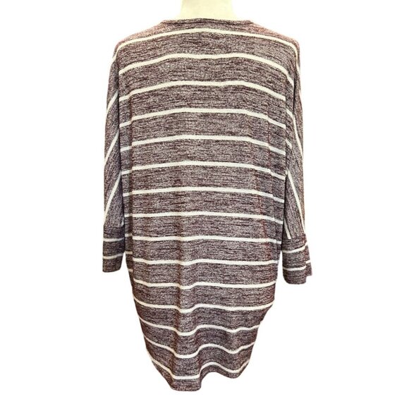 Market &‎ Spruce Womens Medium Marled Sweater Top Burgundy & White Striped - Picture 7 of 8